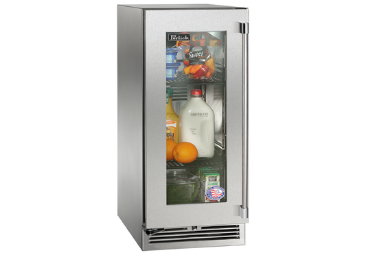 Perlick 15 inch Signature Series Outdoor Refrigerator, Stainless Steel w/Glass Door