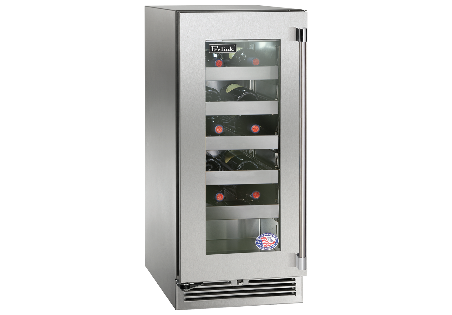 Perlick 15 inch Signature Series Outdoor Wine Reserve, Stainless Steel w/Glass Door